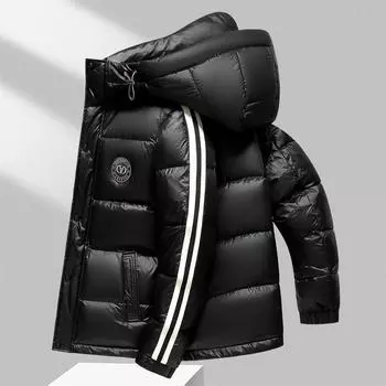 Мужская куртка-пуховик, утепленная, несмываемая, утепленная, непромокаемая, теплая куртка-пуховик M чёрный