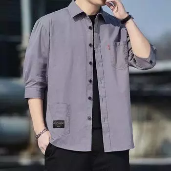 Мужская куртка, рабочая рубашка, повседневная свободная блузка, весенне-осеннее пальто, новинка M серый