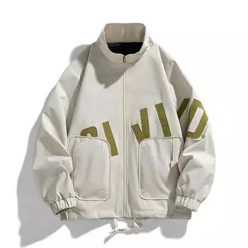 Мужская куртка с буквенным принтом, новая осенне-зимняя куртка для мужчин и женщин, воротник-стойка, модный бренд, универсальная куртка в японском стиле S