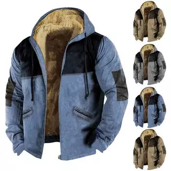 Мужская куртка с цветными блоками, мужская весенне-осенняя повседневная трендовая куртка на молнии с капюшоном L синий