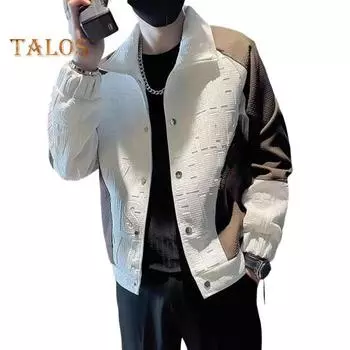 Мужская куртка с длинным рукавом и лацканами, ветрозащитный дизайн в стиле хип-хоп, цветная куртка с 3D-узором в виде букв 3XL белый