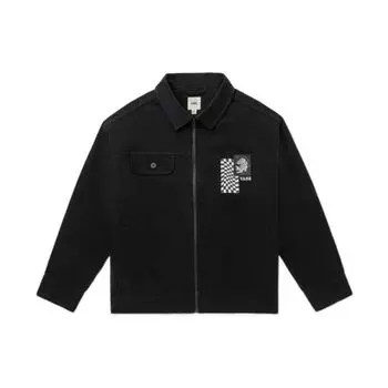 Vans Куртка на молнии с принтом и вышивкой, с воротником, с длинным рукавом, унисекс, верхняя одежда, черная VN0A7Q19BLK S