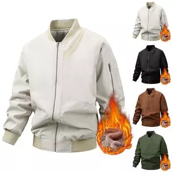 Мужская куртка с флисом, повседневная мужская куртка с бейсбольным воротником, на подкладке из хлопка L армия зеленый