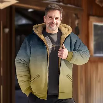 Мужская куртка с градиентом, мужская весенне-осенняя повседневная трендовая куртка на молнии с капюшоном M армия зеленый