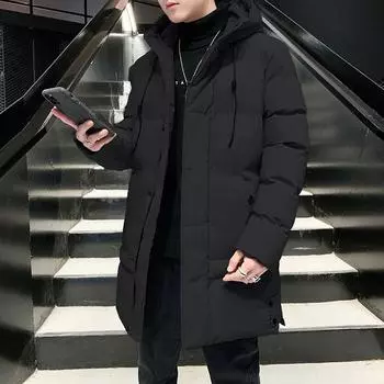 Мужская куртка с хлопковой подкладкой, средней и длинной длины, свободная и объемная куртка с хлопковой подкладкой, молодежная куртка с хлопковой подкладкой, утолщенная куртка с хлопковой подкладкой. M серый