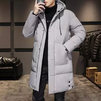 Мужская куртка с хлопковой подкладкой, средней и длинной длины, свободная и объемная куртка с хлопковой подкладкой, молодежная куртка с хлопковой подкладкой, утолщенная куртка с хлопковой подкладкой. M чёрный