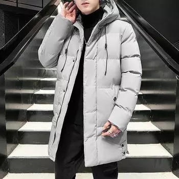 Мужская куртка с хлопковой подкладкой, средней и длинной длины, свободная и объемная куртка с хлопковой подкладкой, молодежная куртка с хлопковой подкладкой, утолщенная куртка с хлопковой подкладкой. M чёрный