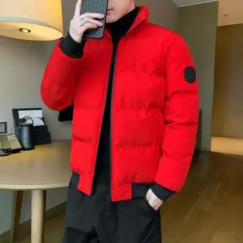 Мужская куртка с хлопковой подкладкой, тренд осени и зимы, короткая зимняя теплая одежда с хлопковой подкладкой, корейская версия, облегающая одежда с хлопковой подкладкой M хаки