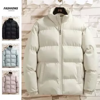 Мужская куртка с хлопковой подкладкой, зимняя повседневная утолщенная куртка с воротником-стойкой, свободная куртка-пуховик для студентов, теплая куртка M