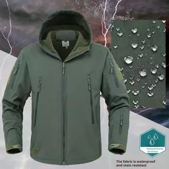 Мужская куртка с капюшоном, длинный рукав, однотонная куртка, пальто с несколькими карманами, застежка-молния, уличный плащ, верхняя одежда M чёрный