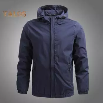 Мужская куртка с капюшоном, длинным рукавом, однотонная куртка, пальто с карманами, застежка-молния, ветрозащитная, водонепроницаемая, для бега, спортзала, верхняя одежда M светло-серый