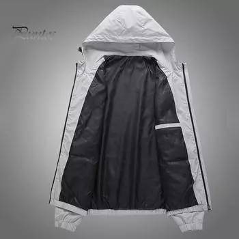 Мужская куртка с капюшоном, длинным рукавом, однотонная куртка, пальто с карманами, застежка-молния, ветрозащитная, водонепроницаемая, для бега, спортзала, верхняя одежда M темно-синий