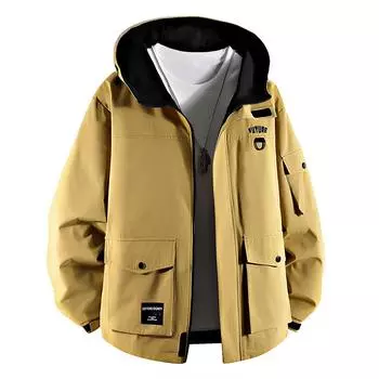 Мужская куртка с капюшоном и большим карманом, ветровка, тренчкот, водонепроницаемая, свободного размера, для кемпинга, тонкая куртка XS чёрный