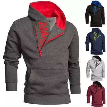 Мужская куртка с капюшоном и длинным рукавом с буквенным принтом на молнии для отдыха на открытом воздухе, кофты, пальто, топы M