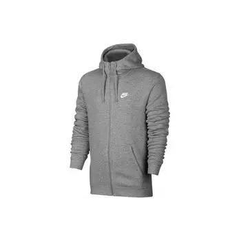 Мужская куртка с капюшоном и вышитым логотипом Nike на флисовой подкладке, серая 804389-063 S