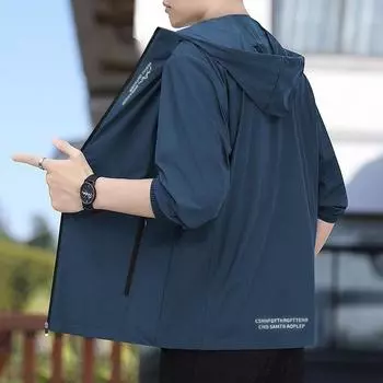 Мужская куртка с капюшоном Ice Silk Sun Protection Jacket 2024 года — весна/осень, легкое, модное и универсальное тонкое пальто XL (120-138 jin)