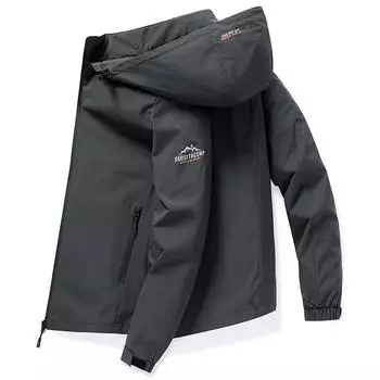 Мужская куртка с капюшоном, куртка на весну и осень, мужская повседневная куртка, спортивный тренчкот, ветрозащитная мужская куртка M чёрный