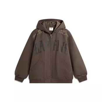 Мужская куртка с капюшоном Li Ning Badfive Letter Print Loose Jacket Slate-Brown AJMT315-1 L