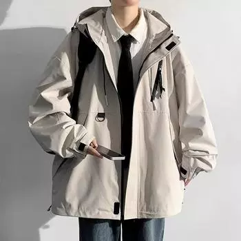 Мужская куртка с капюшоном Мужская куртка-бомбер Мужские ветровки Пальто на молнии Весна Осень Свободная куртка-карго Мужская повседневная спортивная одежда XXXL