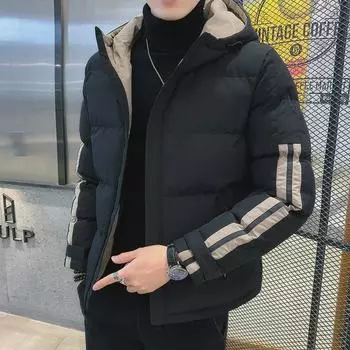 Мужская куртка с капюшоном на хлопковой подкладке - однотонная, теплое осенне-зимнее пальто для студентов 4XL хаки