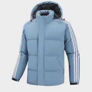 Мужская куртка с капюшоном, на хлопковой подкладке, размер M-8XL, зимнее тепло, повседневный дизайн с тремя полосками 3XL