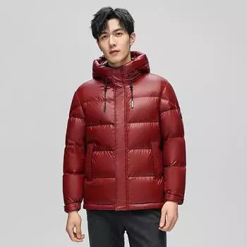 Мужская куртка с капюшоном, новая повседневная утолщенная модная глянцевая куртка-пуховик, мужская куртка на утином пуху 90, куртка для мужчин M