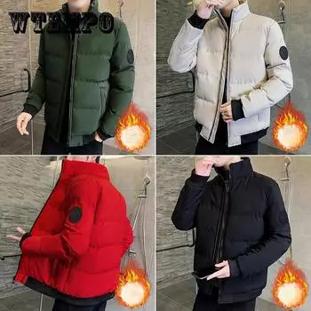 Мужская куртка с капюшоном, обычная зимняя толстая теплая хлопковая куртка, мужской повседневный топ, однотонная нарукавная повязка, универсальные пальто на молнии, которые можно носить в Канаде 4XL красный