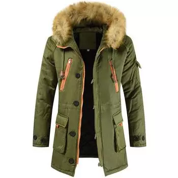 Мужская куртка с капюшоном с капюшоном и пузырьковым мехом Parker Зимние теплые толстовки с капюшоном и подкладкой S чёрный