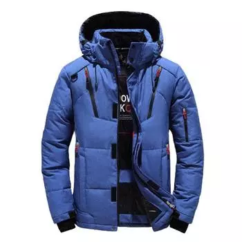 Мужская куртка с капюшоном, весенне-осенний пуховик, мужское толстое теплое стеганое пальто с капюшоном, спортивные ветровки, куртки в стиле хип-хоп, уличная одежда M синий