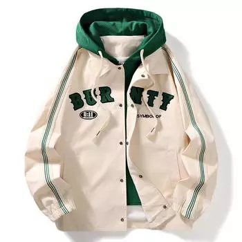 Мужская куртка с капюшоном, весна и осень, новая мужская молодежная куртка, модная повседневная куртка, поддельная двухкомпонентная модная брендовая мужская одежда M