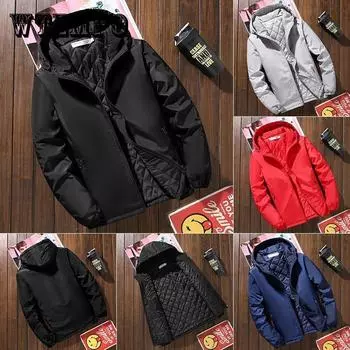 Мужская куртка с капюшоном, зимнее теплое пальто, обычная тонкая парка, однотонные мужские куртки с хлопковой подкладкой, ветрозащитная и водонепроницаемая одежда 6XL красный