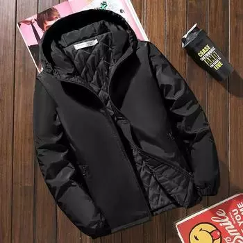 Мужская куртка с капюшоном, зимнее теплое пальто, обычная тонкая парка, однотонные мужские куртки с хлопковой подкладкой, ветрозащитная и водонепроницаемая одежда M красный