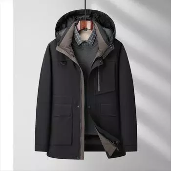 Мужская куртка с капюшоном, зимняя, белая, утепленная, с утеплителем, съемная, с капюшоном, мужская куртка M