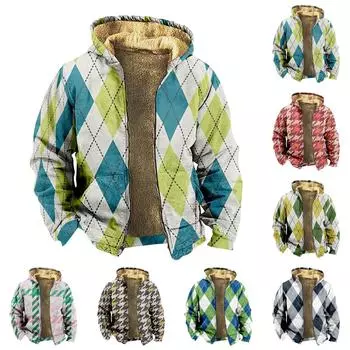 Мужская куртка с клетчатым принтом, мужская весенне-осенняя повседневная трендовая куртка на молнии с капюшоном M армия зеленый