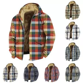Мужская куртка с клетчатым принтом, мужская весенне-осенняя повседневная трендовая куртка на молнии с капюшоном XXXXXXL