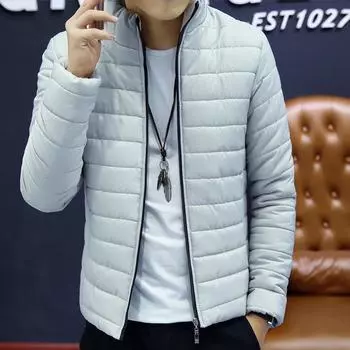 Мужская куртка с коротким воротником-стойкой, стеганая куртка для сохранения тепла, тонкая зимняя одежда, зимняя стеганая куртка, одежда с хлопковой подкладкой, мужская одежда M чёрный