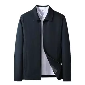 Мужская куртка с лацканами Деловая повседневная мужская куртка среднего и пожилого возраста L темно-зеленого