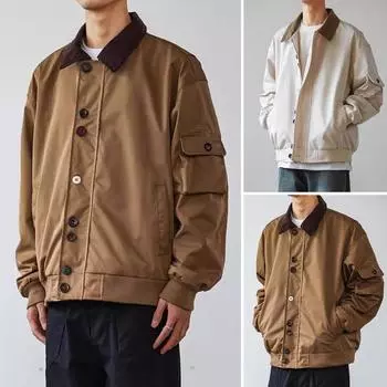 Мужская куртка с лацканами, длинный рукав, цветной дизайн, однобортная куртка на пуговицах, пальто с карманами, повседневная M коричневый
