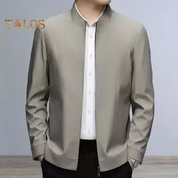 Мужская куртка с лацканами, длинным рукавом, застежкой-молнией, пальто среднего возраста с боковыми карманами, однотонная повседневная куртка, верхняя одежда M чёрный