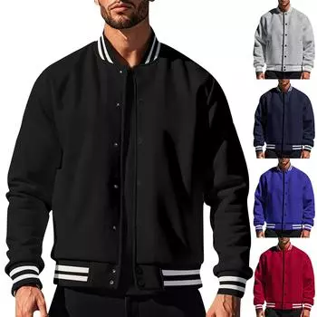 Мужская куртка с лацканами, однотонное повседневное пальто с карманом на молнии L