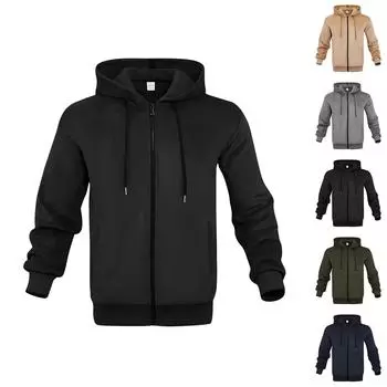 Мужская куртка с лацканами, однотонное повседневное пальто с карманом на молнии XXL чёрный