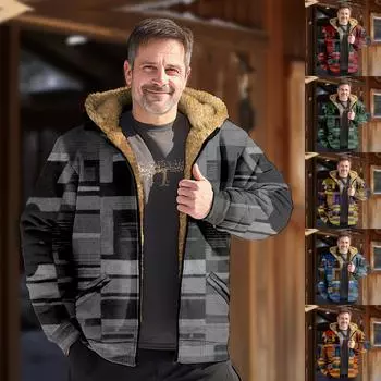 Мужская куртка с принтом, мужская весенне-осенняя повседневная трендовая куртка на молнии с капюшоном L синий