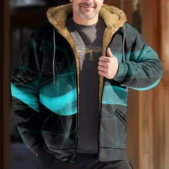 Мужская куртка с принтом, мужская весенне-осенняя повседневная трендовая куртка на молнии с капюшоном M чёрный