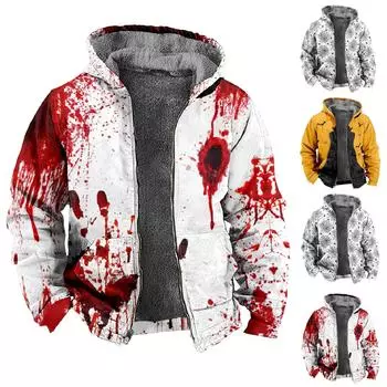 Мужская куртка с принтом на Хэллоуин, мужская повседневная куртка на молнии с капюшоном на весну и осень