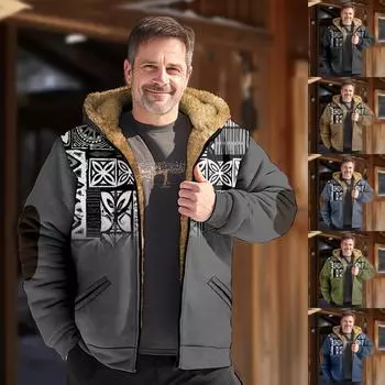 Мужская куртка с принтом в стиле ретро, мужская весенне-осенняя повседневная трендовая куртка на молнии с капюшоном M