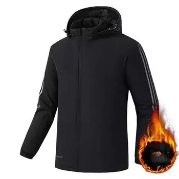 Мужская куртка с тремя полосками из бархата и хлопка, водонепроницаемая теплая куртка большого размера с хлопковой подкладкой L