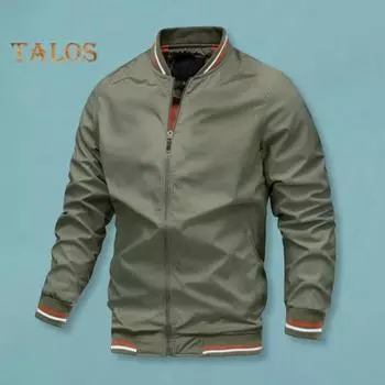 Мужская куртка с воротником-стойкой, длинным рукавом, в стиле пэчворк, бейсбольная куртка с застежкой-молнией по всей длине, два боковых кармана, повседневная куртка, пальто M армия зеленый