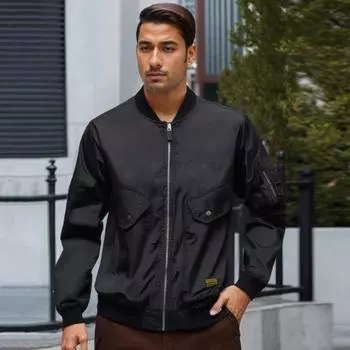 Мужская куртка с воротником-стойкой, длинным рукавом, застежкой-молнией, бейсбольная куртка, однотонная, эластичный подол, спортивная одежда для активного отдыха с карманами M зелёный