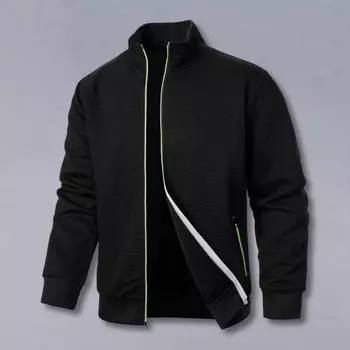 Мужская куртка с воротником-стойкой, длинным рукавом, однотонное жаккардовое пальто с карманами, приталенная толстовка, верхняя одежда XXL хаки