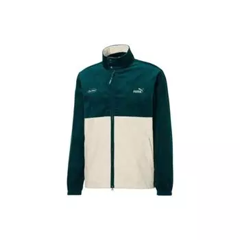 Мужская куртка с вышитым логотипом Puma на молнии и воротником-стойкой, зеленая 532436-40 XXS